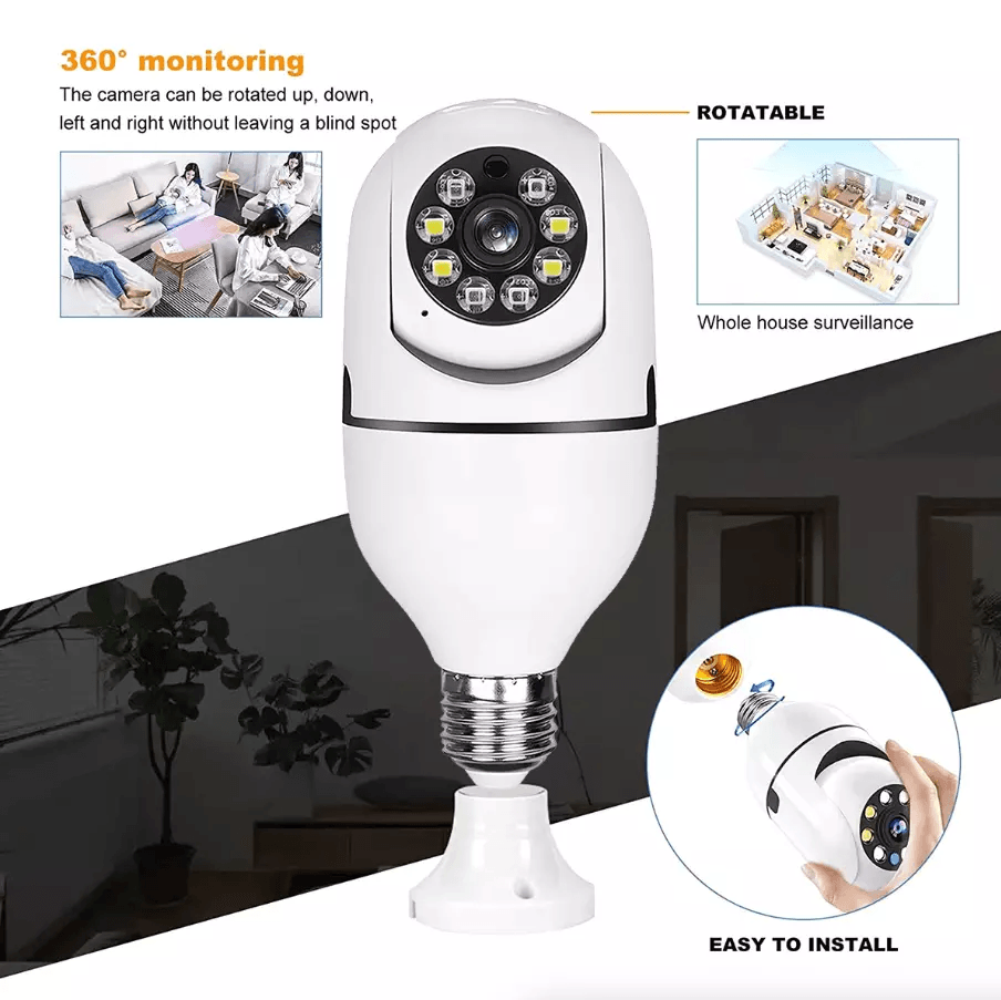 Light Bulb Camera WiFi Smart Wireless Security IR Night Vision With Motion Alerts TwoWay Audio For  7