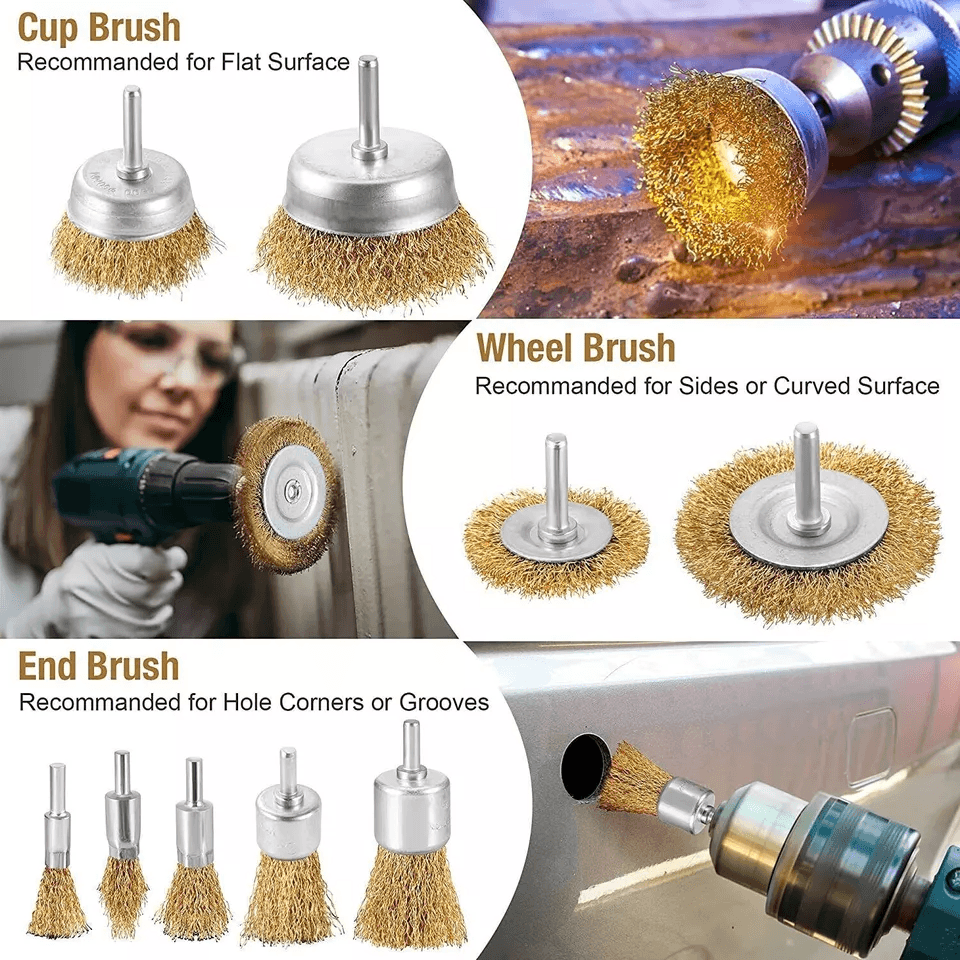 Wire Wheel Brush Set Coarse Crimped Carbon Steel Drill Cup Attachments For Rust  Paint Removal 3
