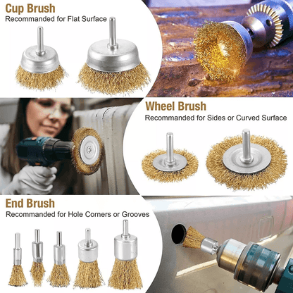 Wire Wheel Brush Set Coarse Crimped Carbon Steel Drill Cup Attachments For Rust  Paint Removal 3