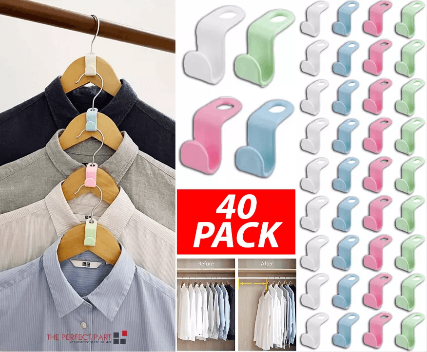 Clothes Hanger Connector Hooks Closet Hangers Organizer Space Saving Clip for Wardrobe Storage and Vertical Hanging