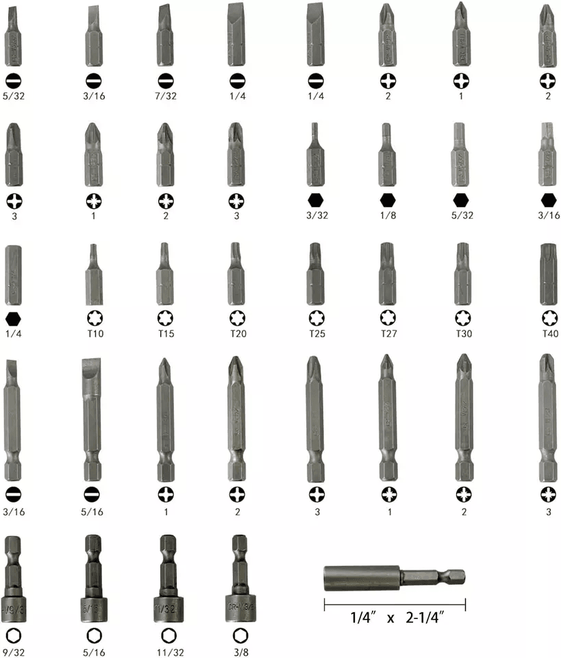 Impact Screwdriver Bit Set With Magnetic Nut Drivers Torx Phillips Hex Slotted For Power Drills 4