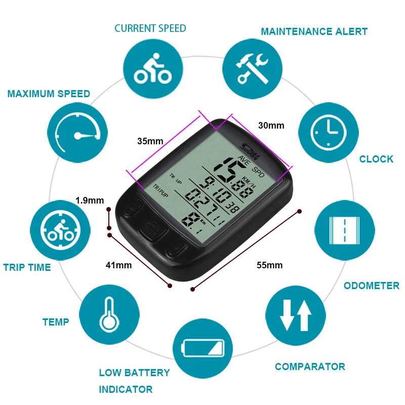 Bike Bicycle Speedometer Cycle Digital Odometer Computer  Waterproof LCD Wireless Cycling Computer  6