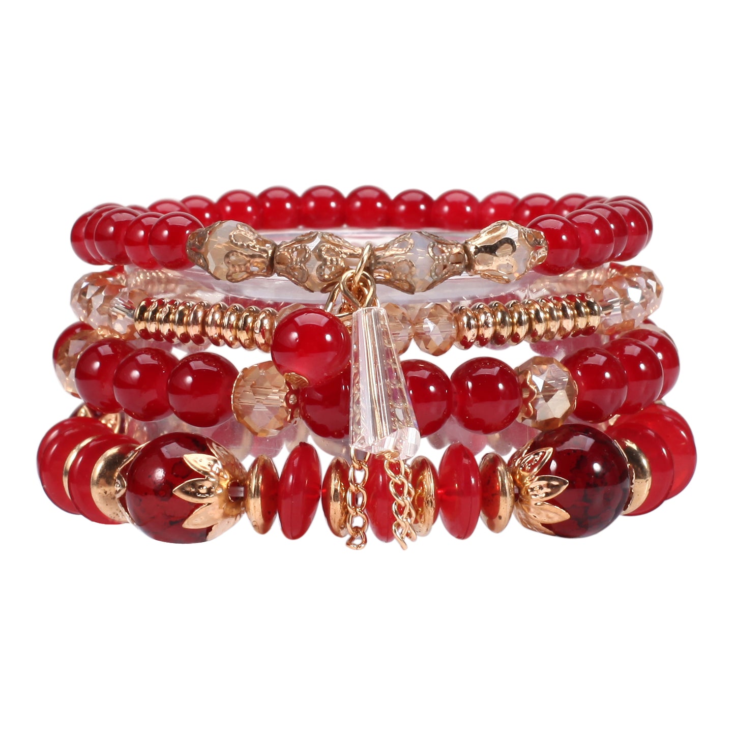 Bohemian Stackable Bracelets for Women – Multilayered Stretch Charm Bracelets with Pendant