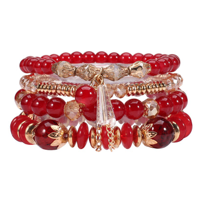 Bohemian Stackable Bracelets for Women – Multilayered Stretch Charm Bracelets with Pendant