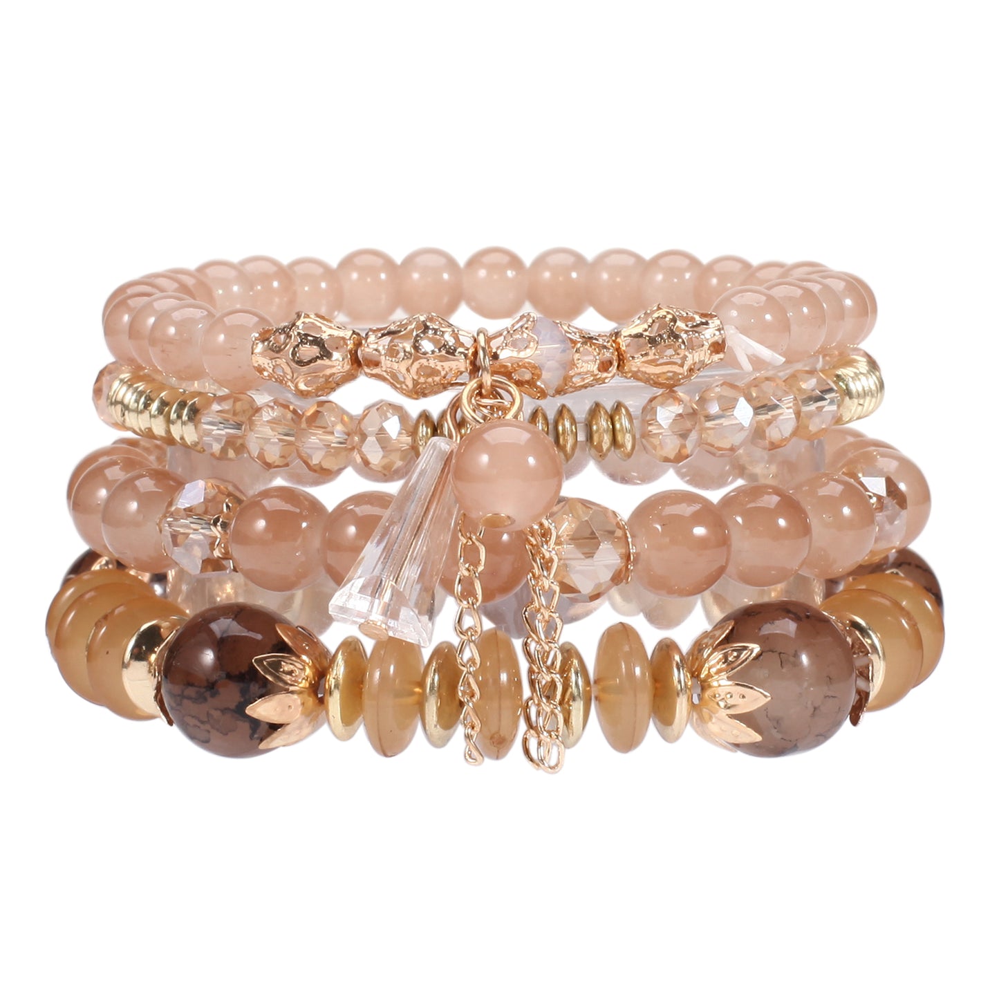 Bohemian Stackable Bracelets for Women – Multilayered Stretch Charm Bracelets with Pendant