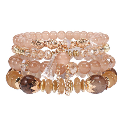 Bohemian Stackable Bracelets for Women – Multilayered Stretch Charm Bracelets with Pendant