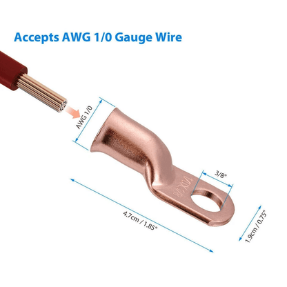 AWG Gauge Copper Lugs W BLACK  RED Heat Shrink Ring Terminals Wire Crimp Connectors For Battery Inv 12