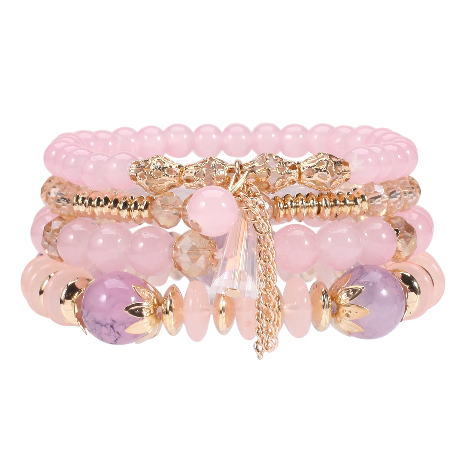 Bohemian Stackable Bracelets for Women – Multilayered Stretch Charm Bracelets with Pendant