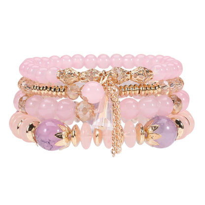 Bohemian Stackable Bracelets for Women – Multilayered Stretch Charm Bracelets with Pendant