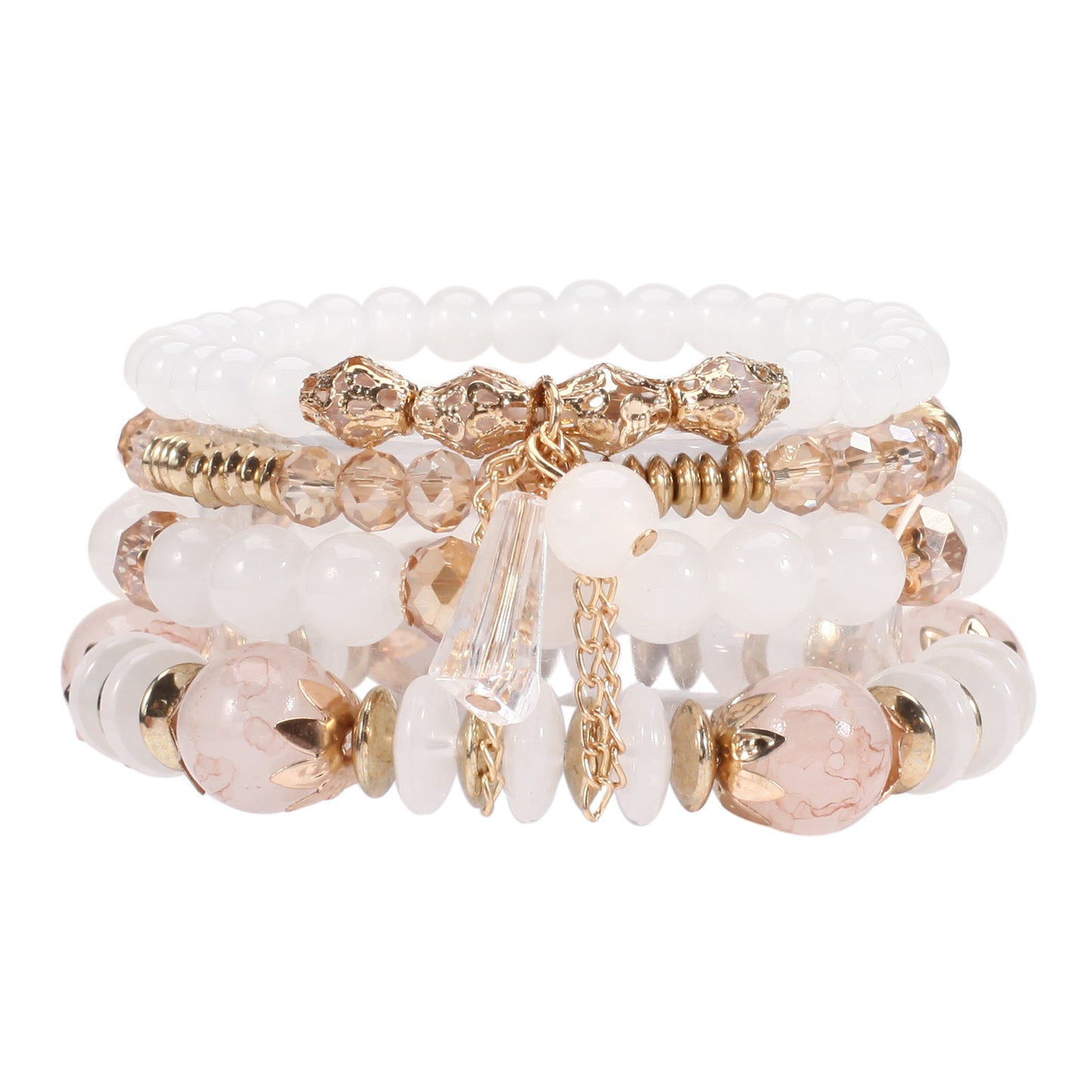 Bohemian Stackable Bracelets for Women – Multilayered Stretch Charm Bracelets with Pendant
