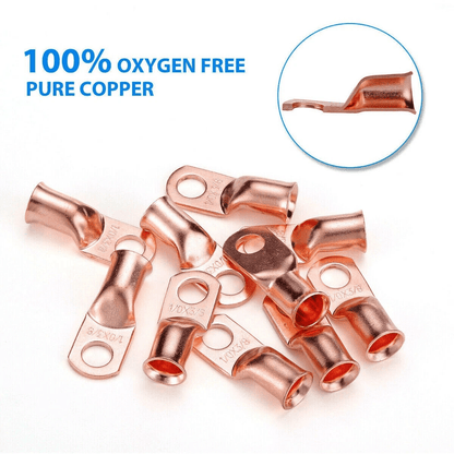 AWG Gauge Copper Lugs W BLACK  RED Heat Shrink Ring Terminals Wire Crimp Connectors For Battery Inv 1