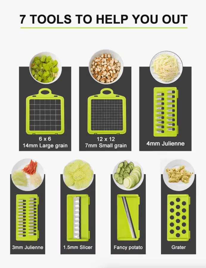Vegetable Fruit Chopper And Cutter Onion Veggie Dicer Slicer Kitchen Set With Stainless Steel Blade 14