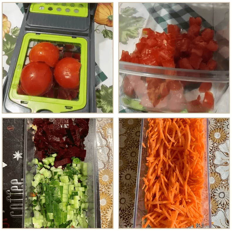 Vegetable Fruit Chopper And Cutter Onion Veggie Dicer Slicer Kitchen Set With Stainless Steel Blade 12