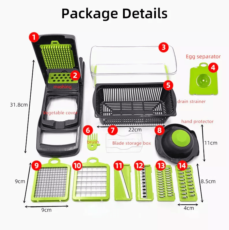 Vegetable Fruit Chopper And Cutter Onion Veggie Dicer Slicer Kitchen Set With Stainless Steel Blade 17