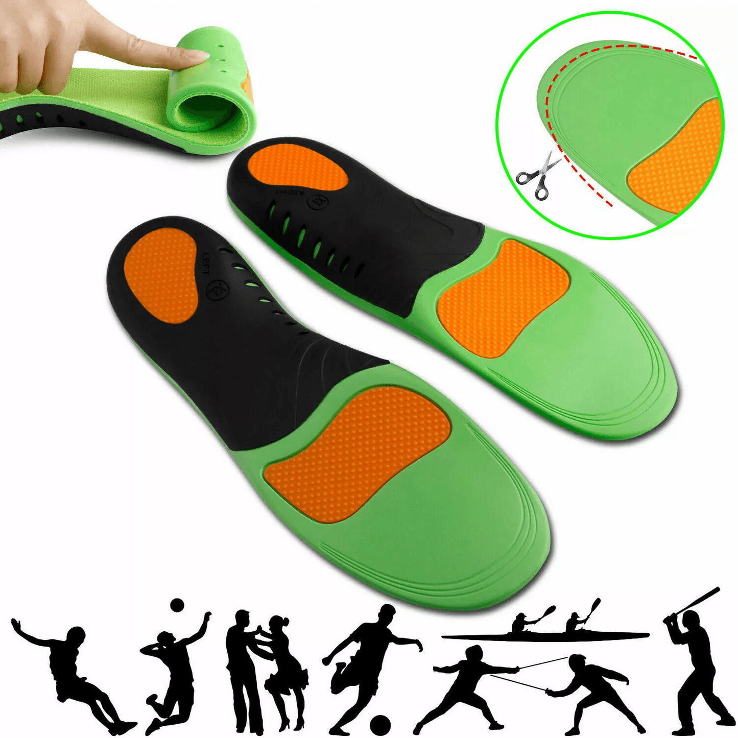 Orthotic Shoe Insoles Inserts Flat Feet High Arch Support For Plantar Fasciitis Pain Relief UShaped 1
