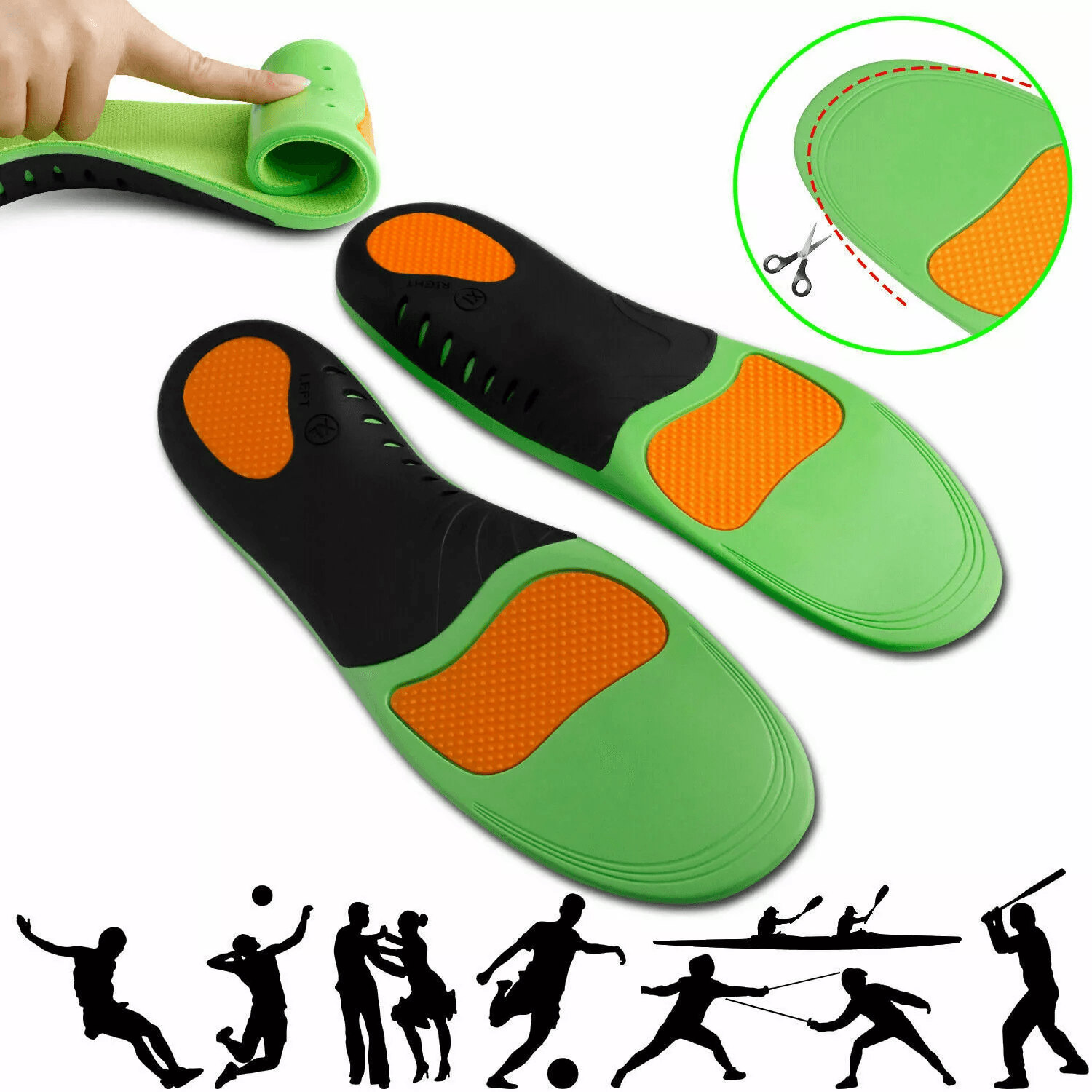 Orthotic Shoe Insoles Inserts Flat Feet High Arch Support For Plantar Fasciitis Pain Relief UShaped 1