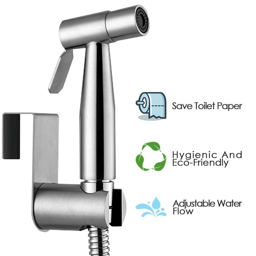 Stainless Steel Toilet Shattaf Adapter Hose  Handheld Bidet Spray Shower Head Kit 1