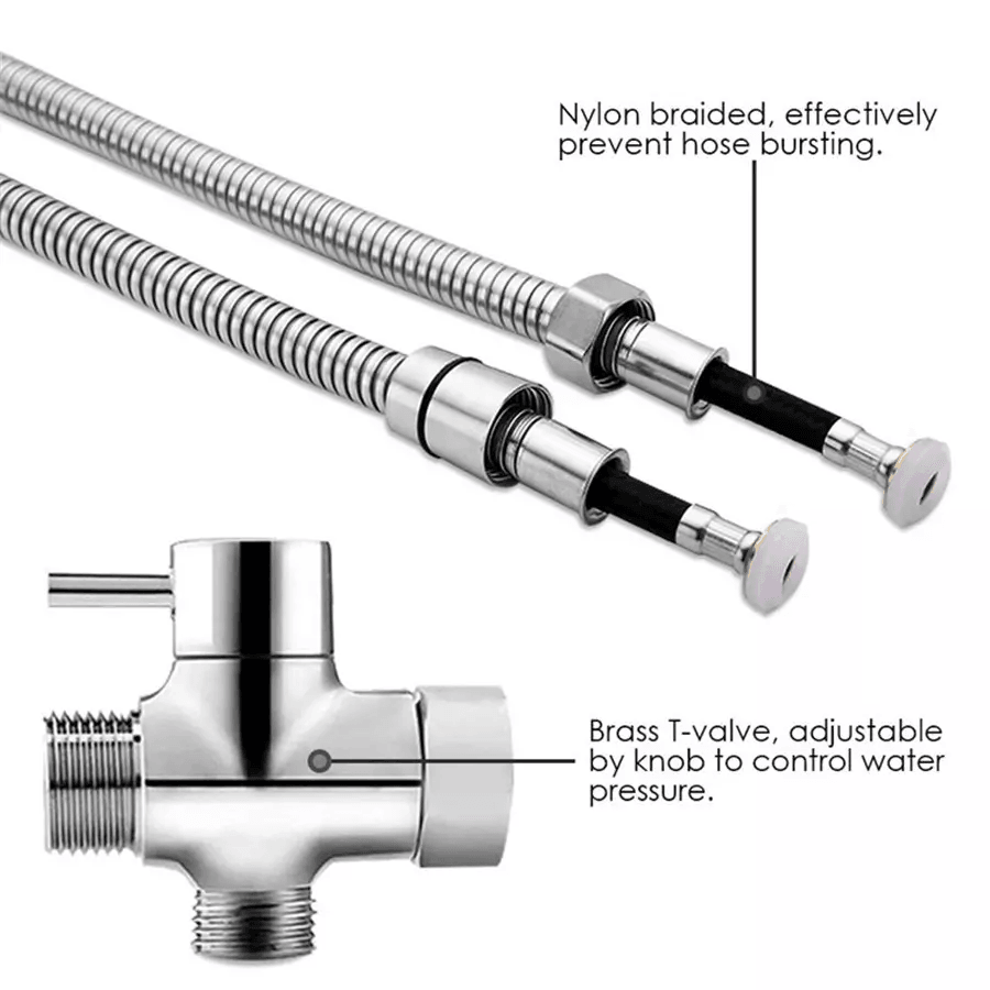 Stainless Steel Toilet Shattaf Adapter Hose  Handheld Bidet Spray Shower Head Kit 2
