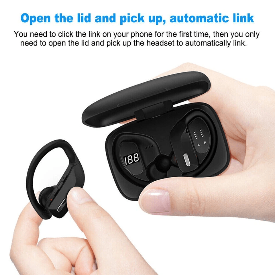 TWS Bluetooth Headset Wireless Earphones Stereo Earbuds With Ear Hook 1