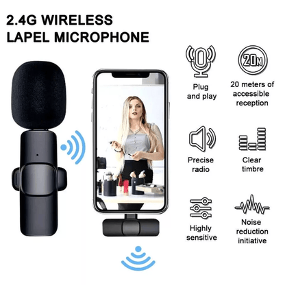 Mini Wireless Lavalier Mic Audio Video Recording Microphone For IPhone Vlogging  Interviews 1