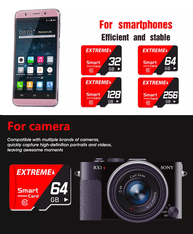 TF Card Ultra Class High Speed Memory For Micro SD Card Fast Read Write For Phones Cameras Laptops  2