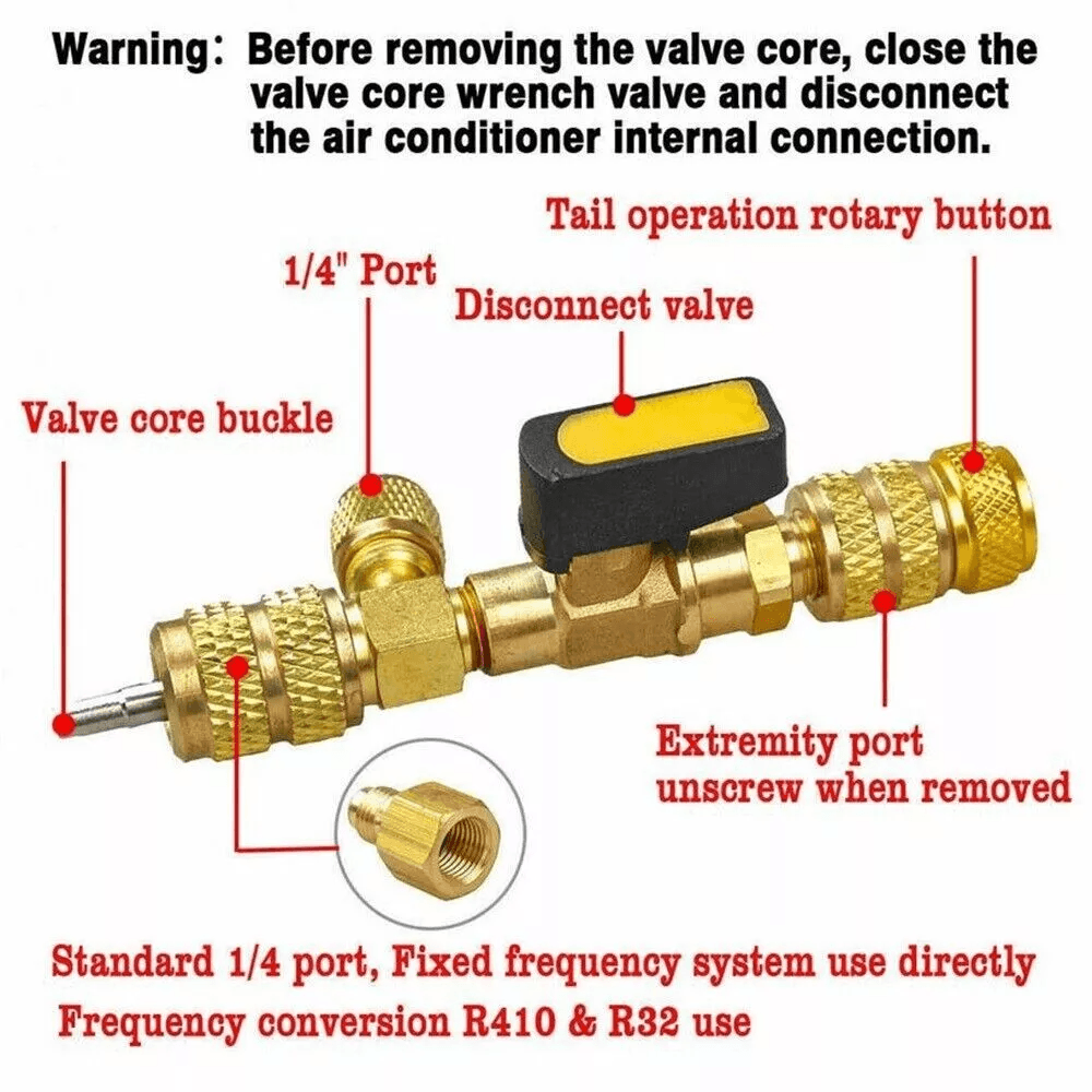 HVAC Tool AC Schrader Valve Core Remover Installer Dual Size SAE Port Brass Tool For Refrigerant Ac 2