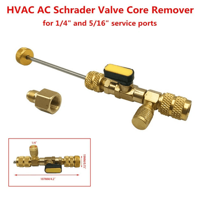 HVAC Tool AC Schrader Valve Core Remover Installer Dual Size SAE Port Brass Tool For Refrigerant Ac 3