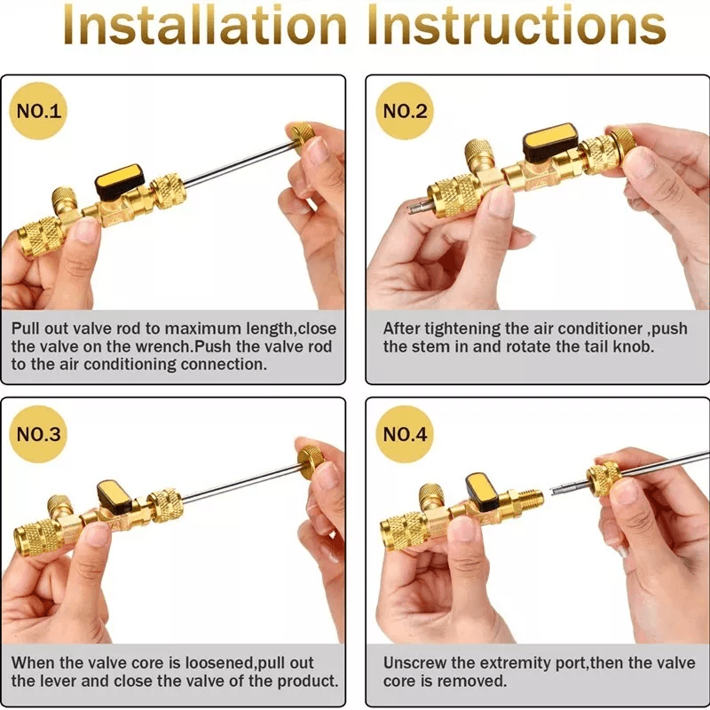 HVAC Tool AC Schrader Valve Core Remover Installer Dual Size SAE Port Brass Tool For Refrigerant Ac 9