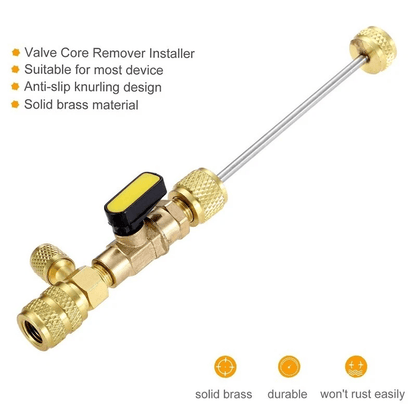 HVAC Tool AC Schrader Valve Core Remover Installer Dual Size SAE Port Brass Tool For Refrigerant Ac 5