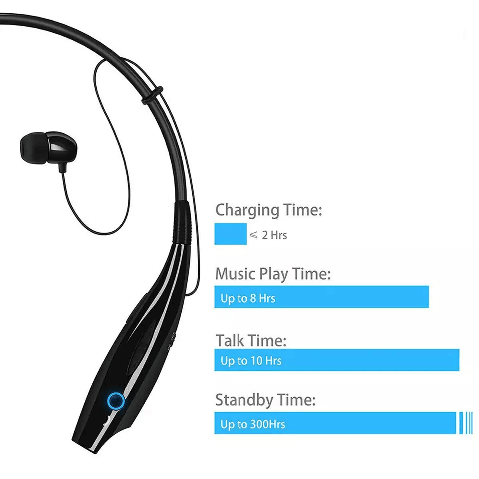 Wireless Bluetooth Neckband Earphones Mic Headset Stereo InEar Earbuds 3