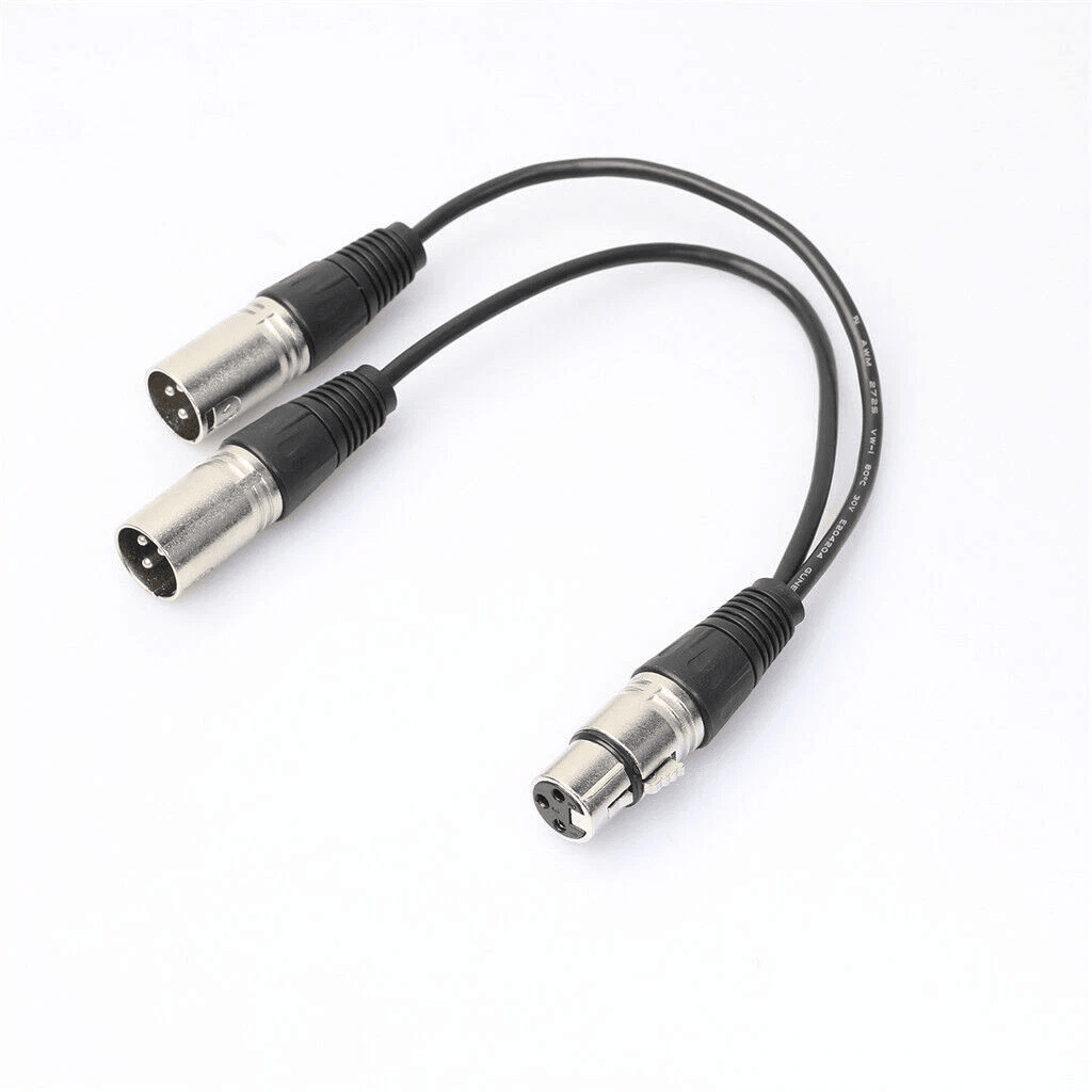 3Pin XLR Female Jack To Dual 2 Male Plug Y Splitter Cable Adapter Microphone USA Balanced Audio Cord For Mixer, Studio