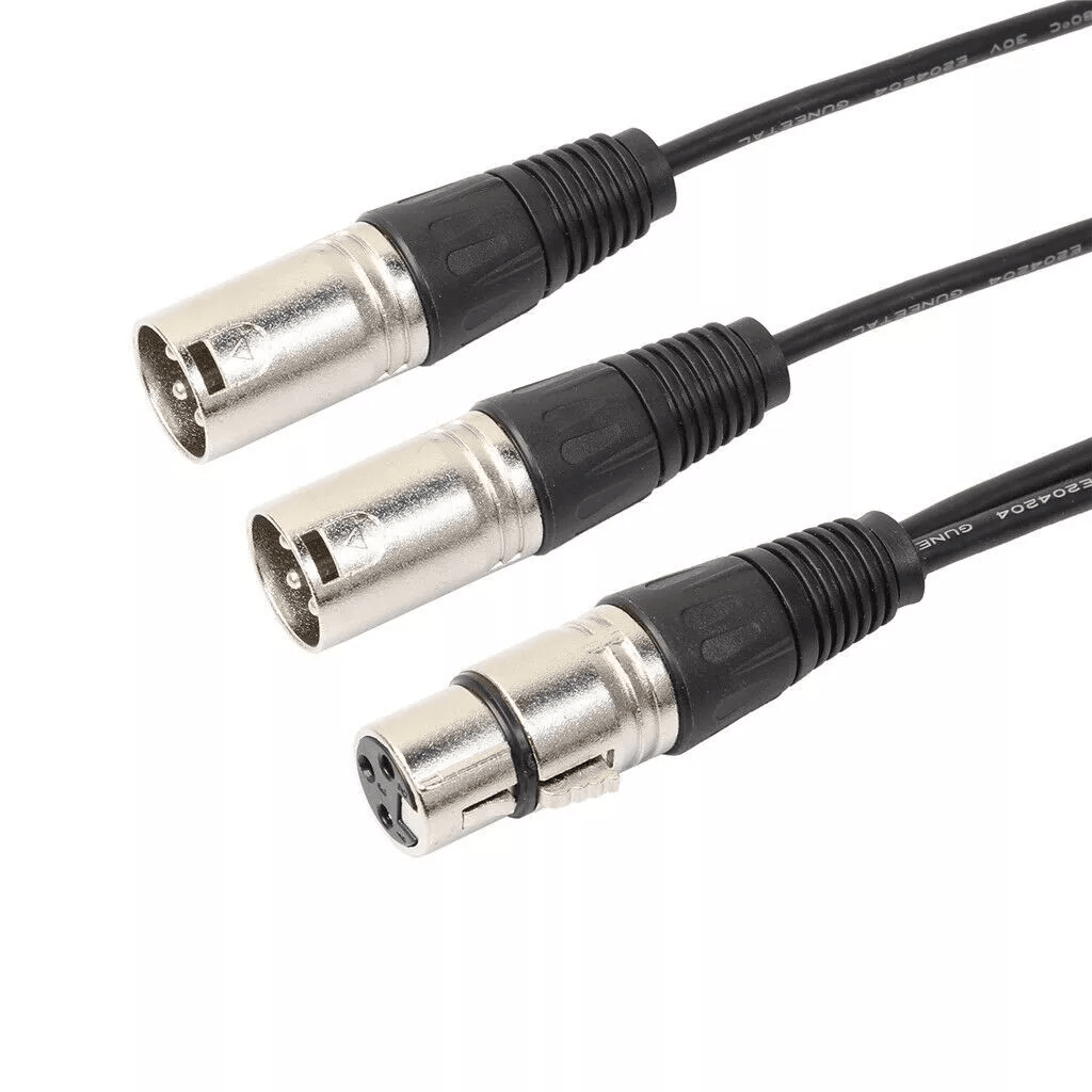 3Pin XLR Female Jack To Dual 2 Male Plug Y Splitter Cable Adapter Microphone USA Balanced Audio Cor 1