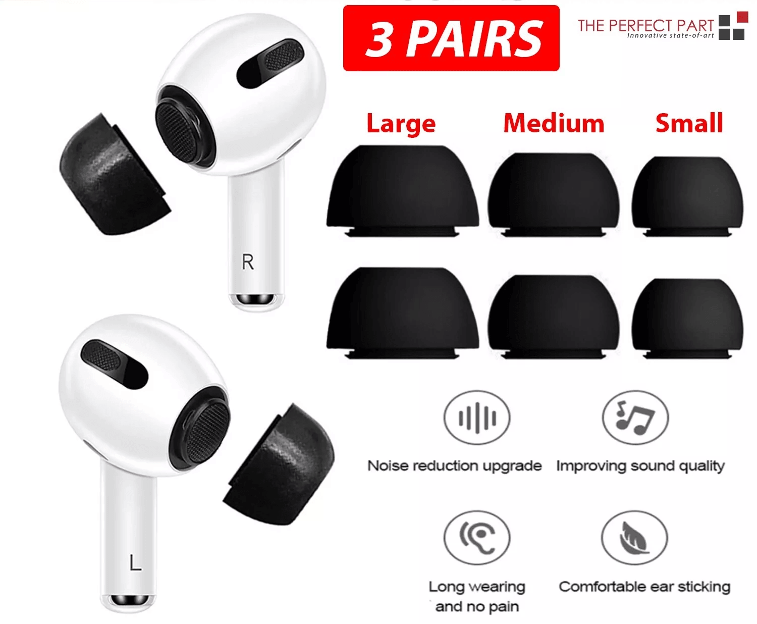 Replacement Ear Tips For Apple AirPods Pro, Memory Foam Tips for Airpod Pro, Comfortable Noise-Isolating Earbud Covers