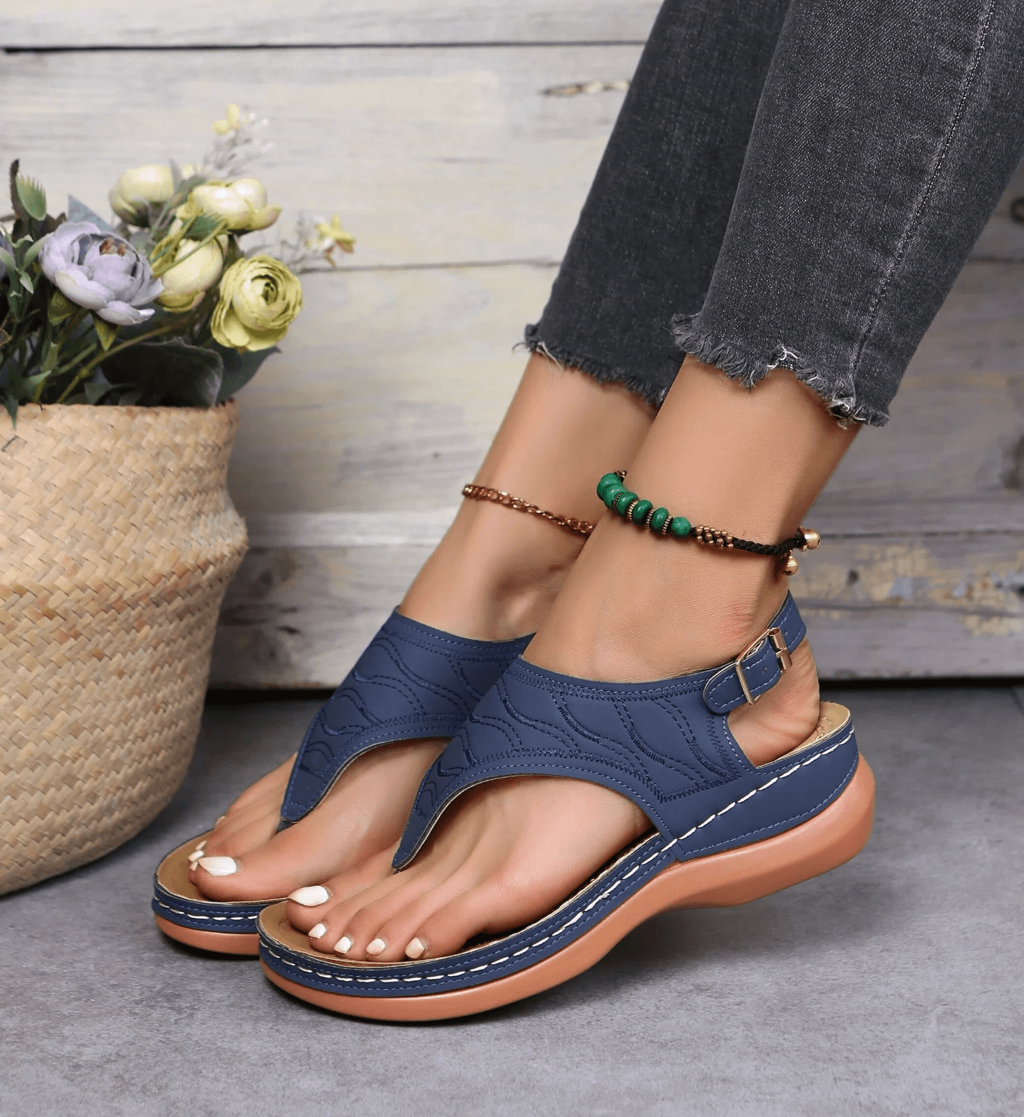 Women Orthopedic Sandals Casual Flat Shoes Flip Flops With Arch Support Bunion Correction NonSlip C 8