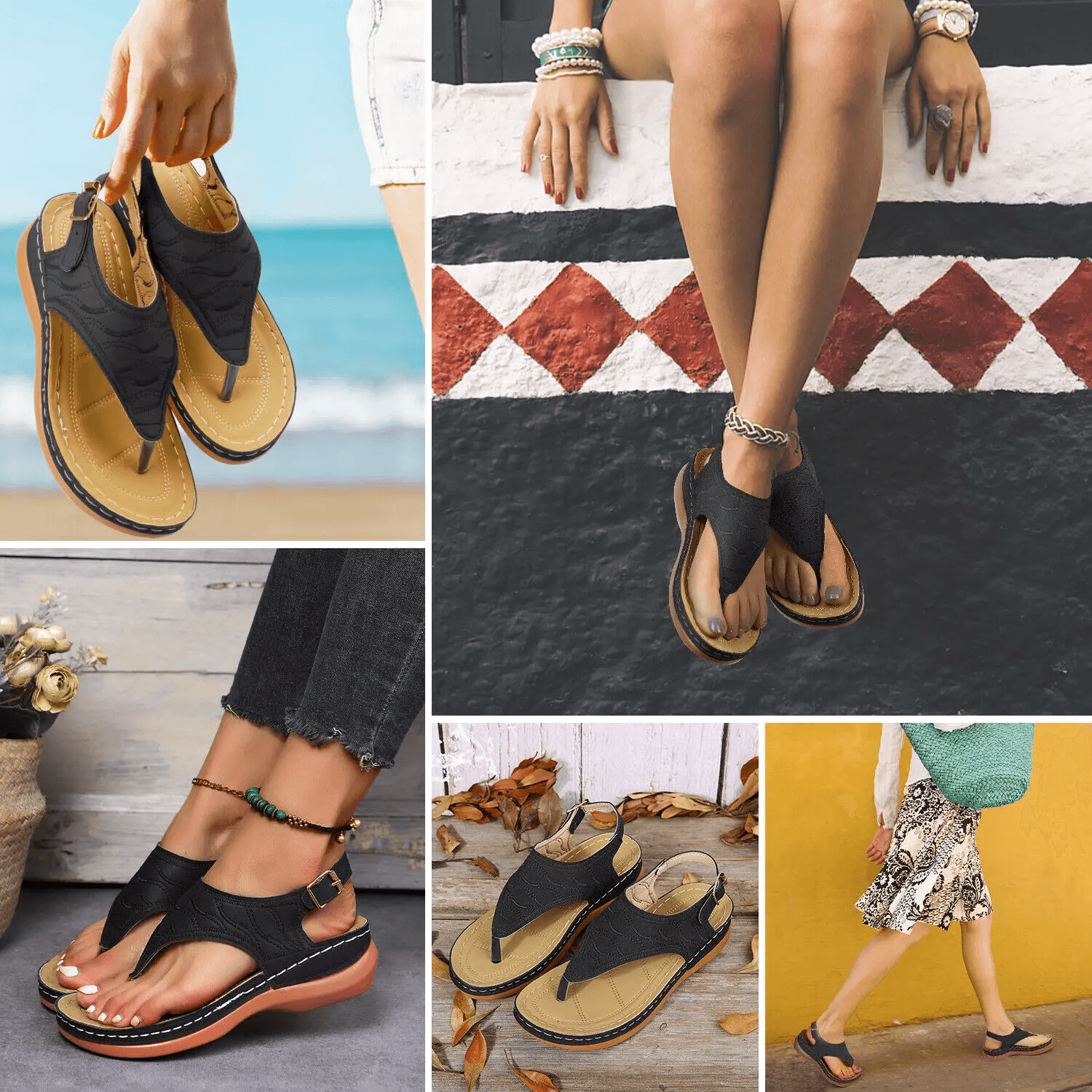 Women Orthopedic Sandals Casual Flat Shoes Flip Flops With Arch Support Bunion Correction NonSlip C 1