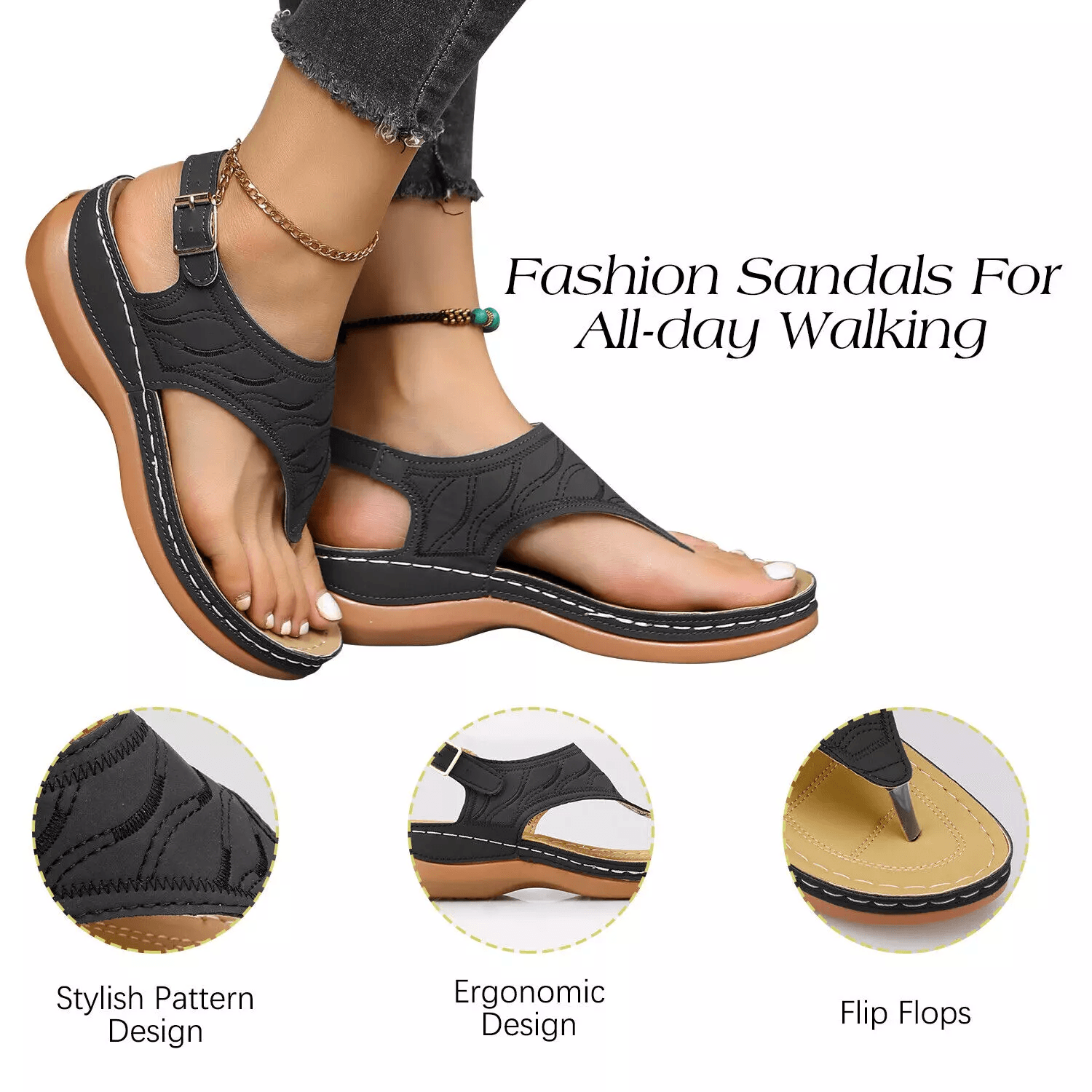 Women Orthopedic Sandals Casual Flat Shoes Flip Flops With Arch Support Bunion Correction NonSlip C 4