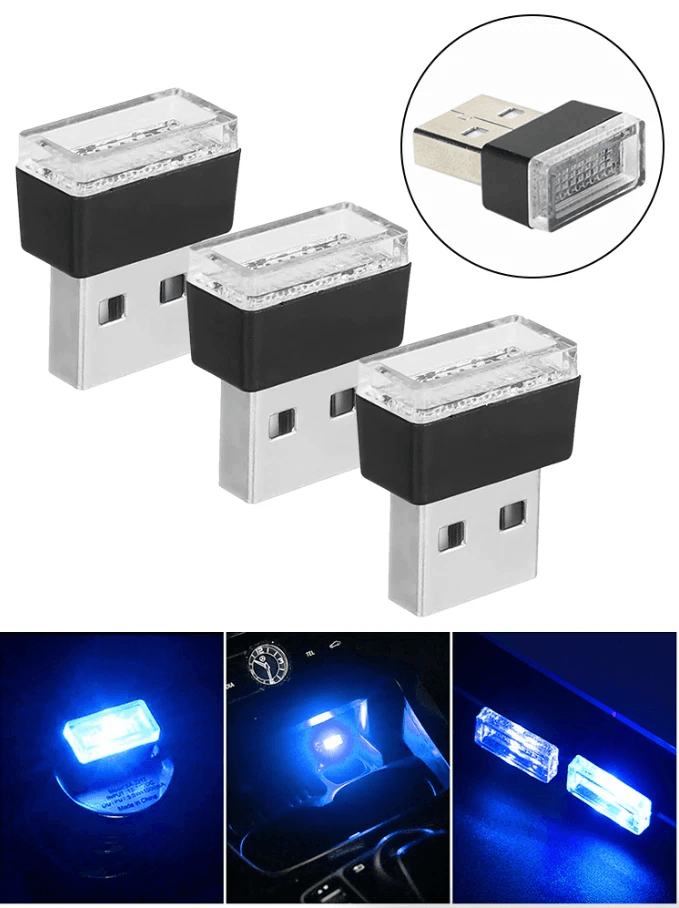 Mini Blue LED USB Car Interior Light Set Ambient Neon Atmosphere Lamps For Cars Laptops And Bedroom 11