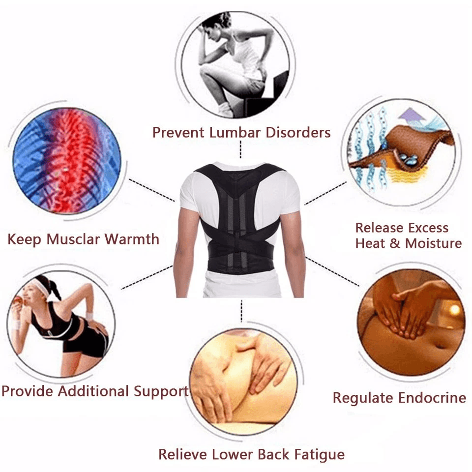 Adjustable Posture Corrector Low Back Support Shoulder Brace Belt For Men Women Pain Relief Lumbar  5