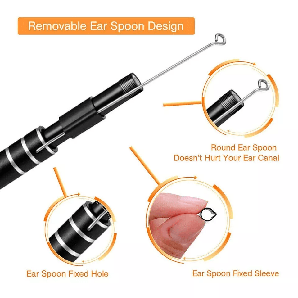 HD LED Ear Endoscope Otoscope Camera Tool Ear Wax Cleaning Camera Cleaner Removal Kit With USB Type 9