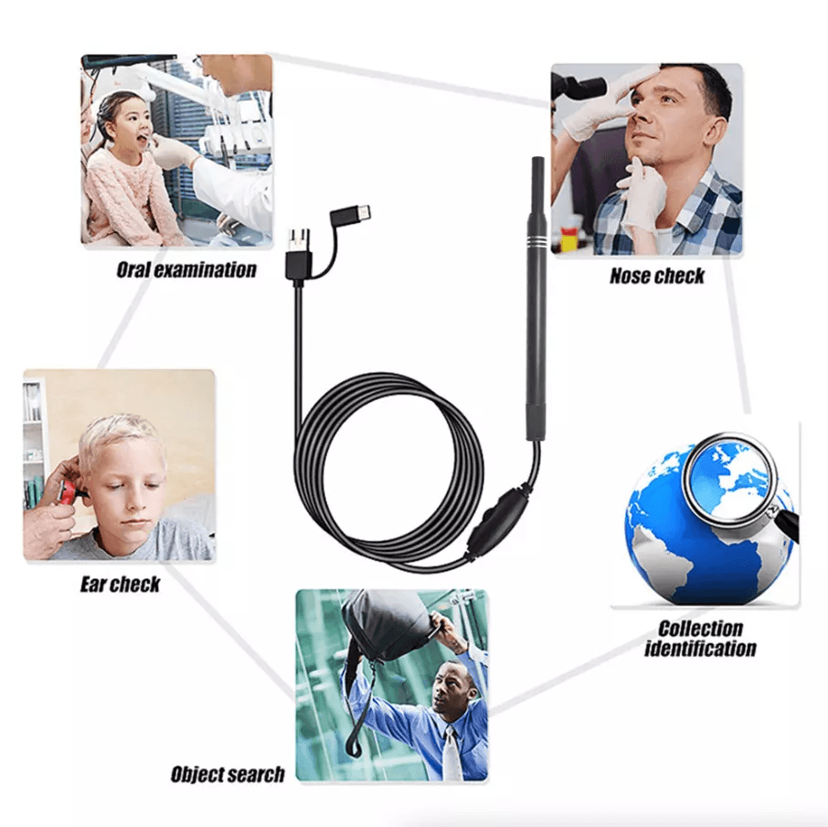 HD LED Ear Endoscope Otoscope Camera Tool Ear Wax Cleaning Camera Cleaner Removal Kit With USB Type 8