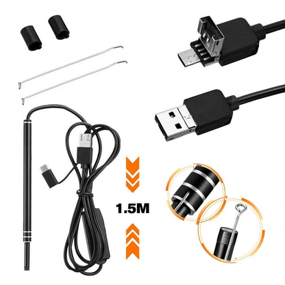 HD LED Ear Endoscope Otoscope Camera Tool Ear Wax Cleaning Camera Cleaner Removal Kit With USB Type 18