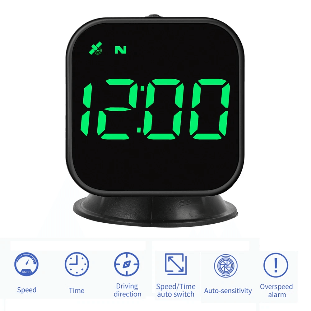Digital Car HUD GPS Speedometer Head Up Display With MPHKMH Compass Overspeed Alarms Universal Fit  8