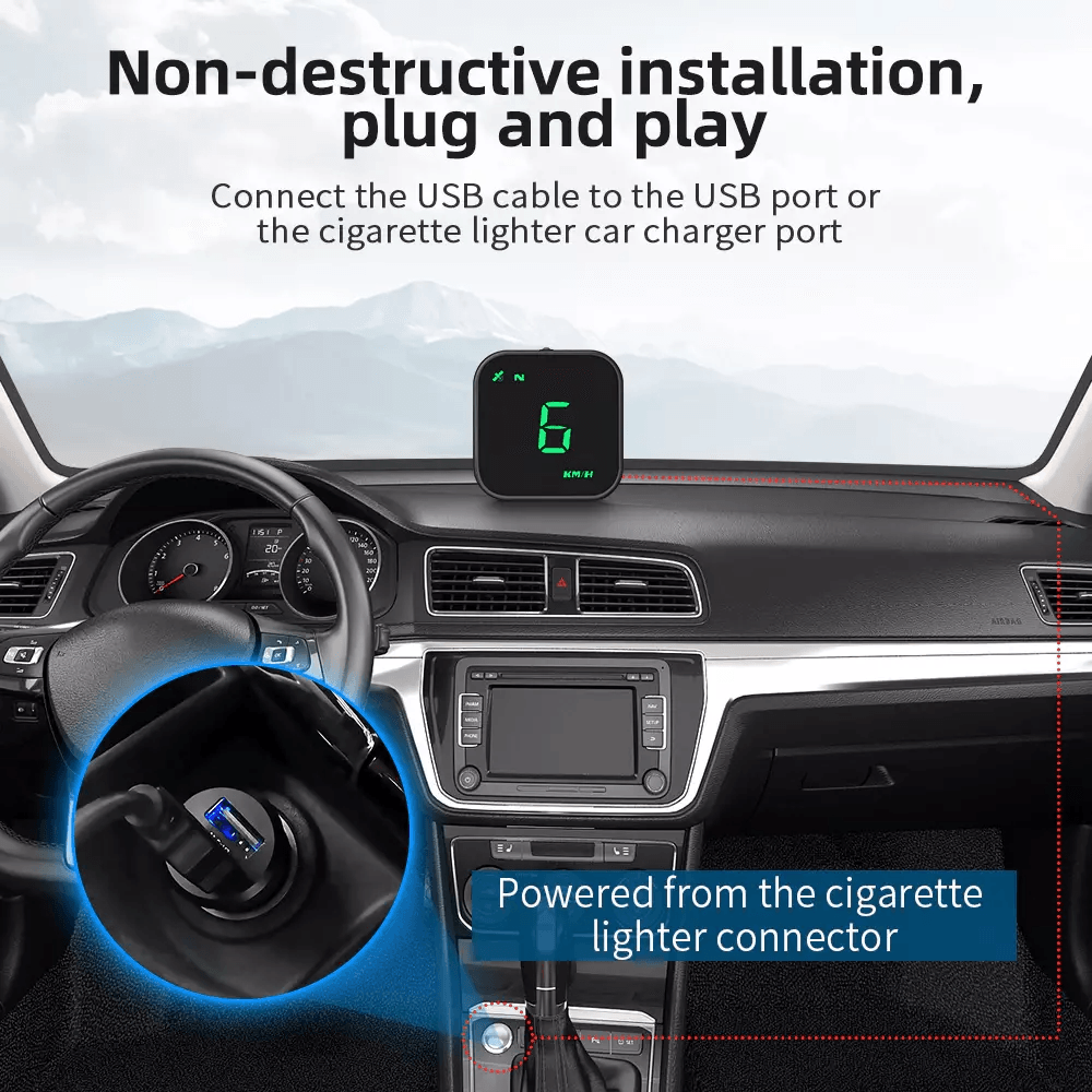 Digital Car HUD GPS Speedometer Head Up Display With MPHKMH Compass Overspeed Alarms Universal Fit  1