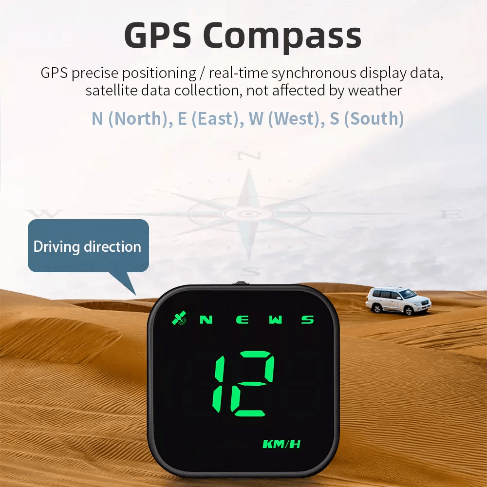 Digital Car HUD GPS Speedometer Head Up Display With MPHKMH Compass Overspeed Alarms Universal Fit  7