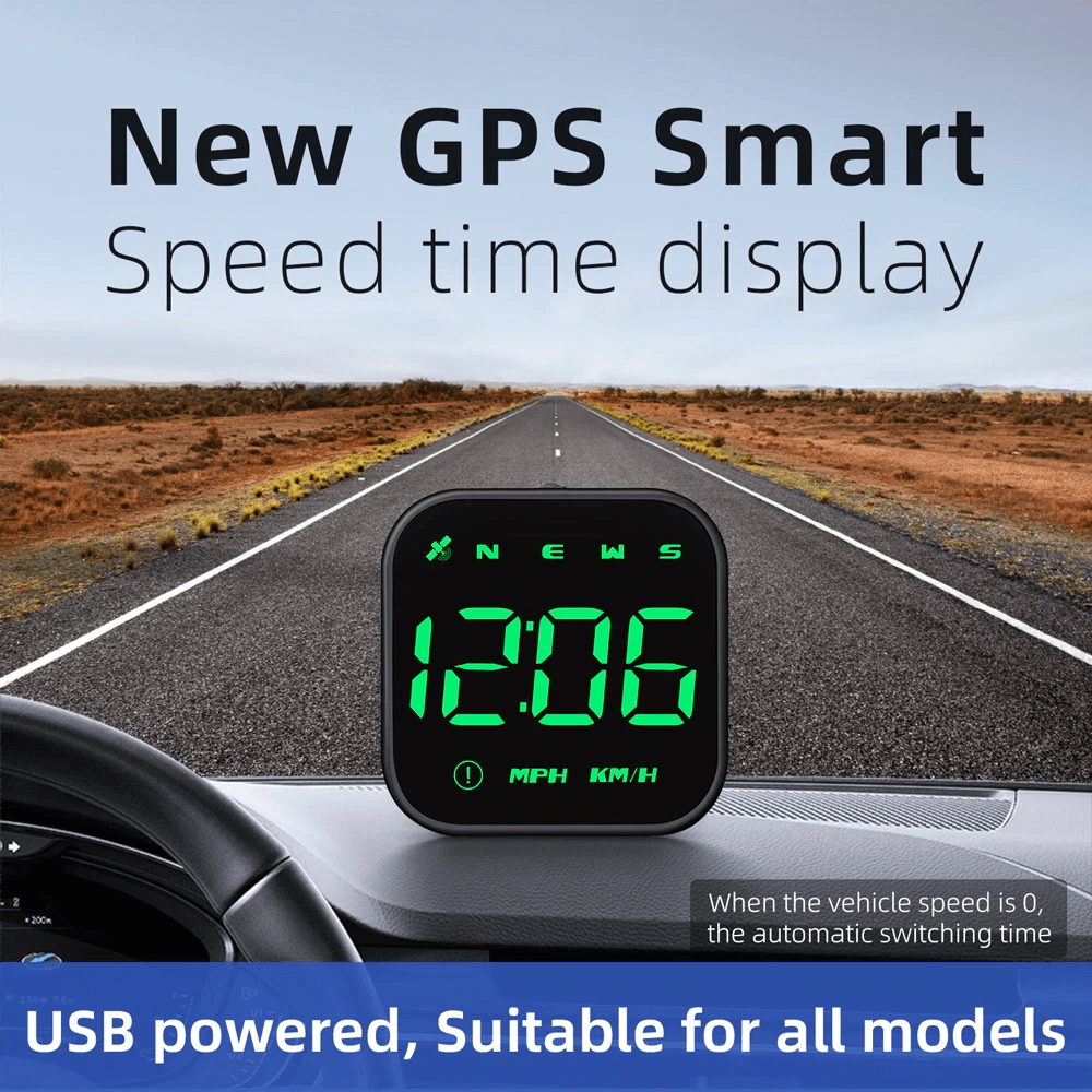 Digital Car HUD GPS Speedometer Head Up Display with MPH/KMH, Compass, Overspeed Alarms Universal Fit for All Vehicles