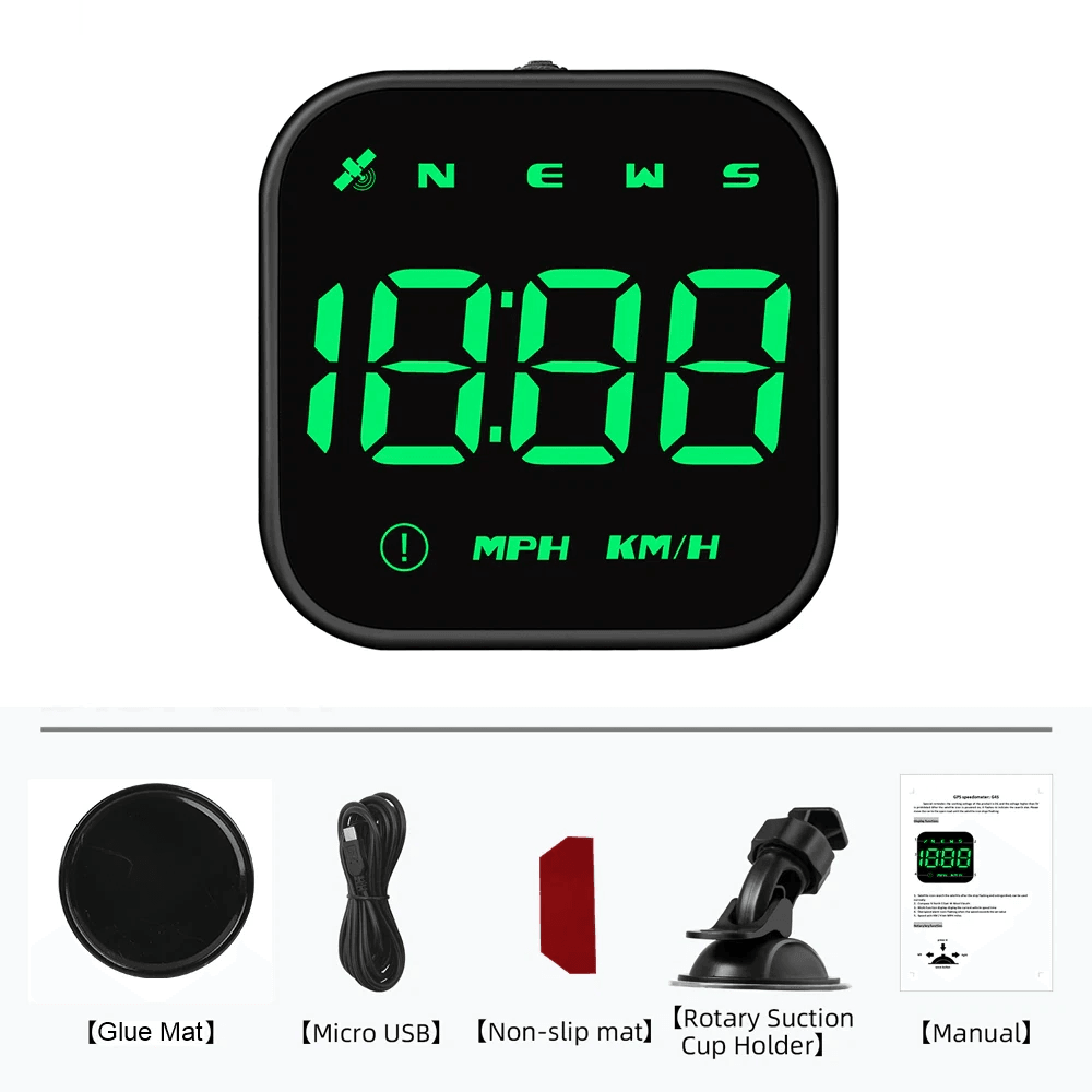 Digital Car HUD GPS Speedometer Head Up Display With MPHKMH Compass Overspeed Alarms Universal Fit  9