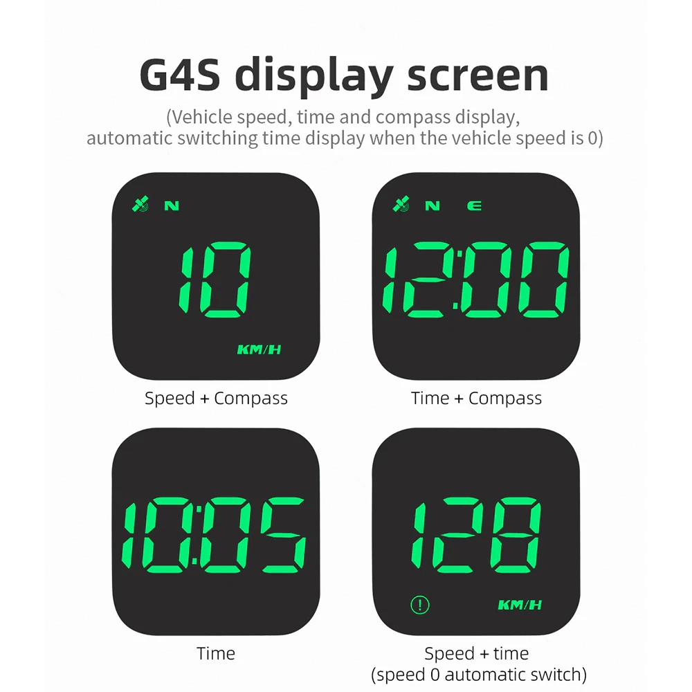 Digital Car HUD GPS Speedometer Head Up Display With MPHKMH Compass Overspeed Alarms Universal Fit  2