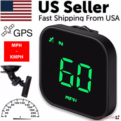 Digital Car HUD GPS Speedometer Head Up Display With MPHKMH Compass Overspeed Alarms Universal Fit  12