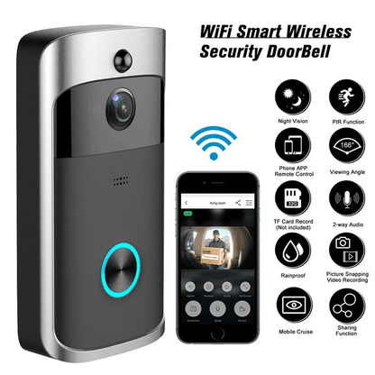 Smart Wireless WiFi Video Doorbell with Intercom & Security Camera HD Night Vision, Motion Detection, Free Cloud Storage
