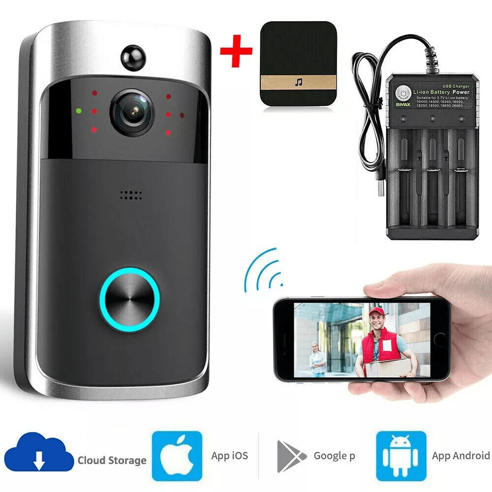 Smart Wireless WiFi Video Doorbell With Intercom  Security Camera HD Night Vision Motion Detection  1